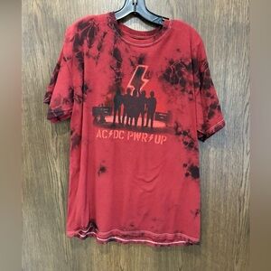 Officially licensed AC/DC "PWR UP" red tie-dye t-shirt Large